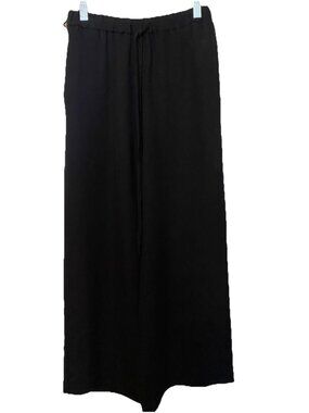 Authentic Valentino Black Silk Crepe Cropped Wide-Leg Culottes Size IT 36 US 0